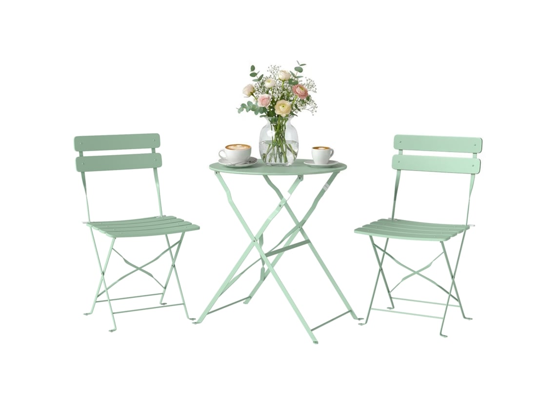 Conjunto De Jardim Metal Cor Verde 58x58x70 Cm Outsunny