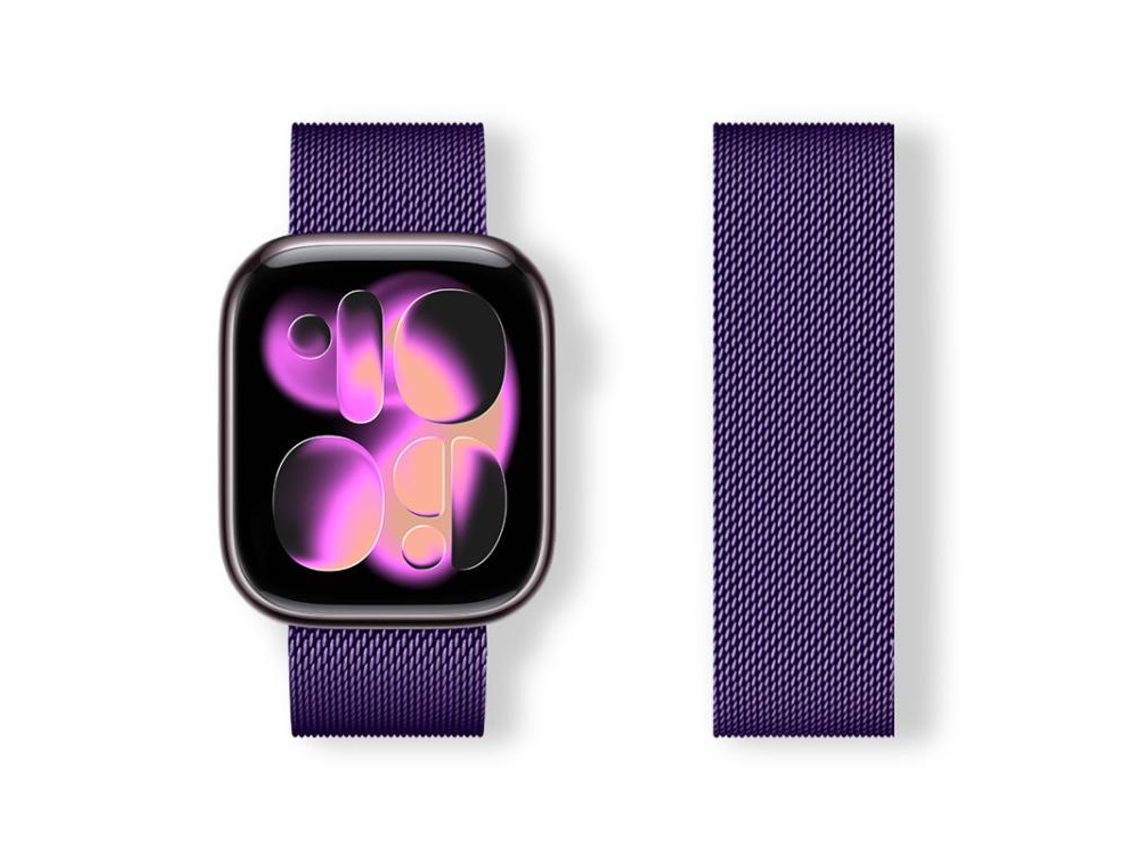 Bracelete para Apple Watch 46/49/45/44mm Aço Inoxidável Magnético Milanese Loop Ameixa XIAOMOYU