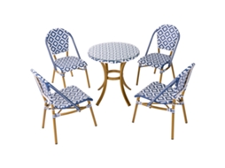Conjunto De Refeição De Jardim Para 4 Pessoas Beliani Rifreddo De Ratan Sintético Azul 70x70x76