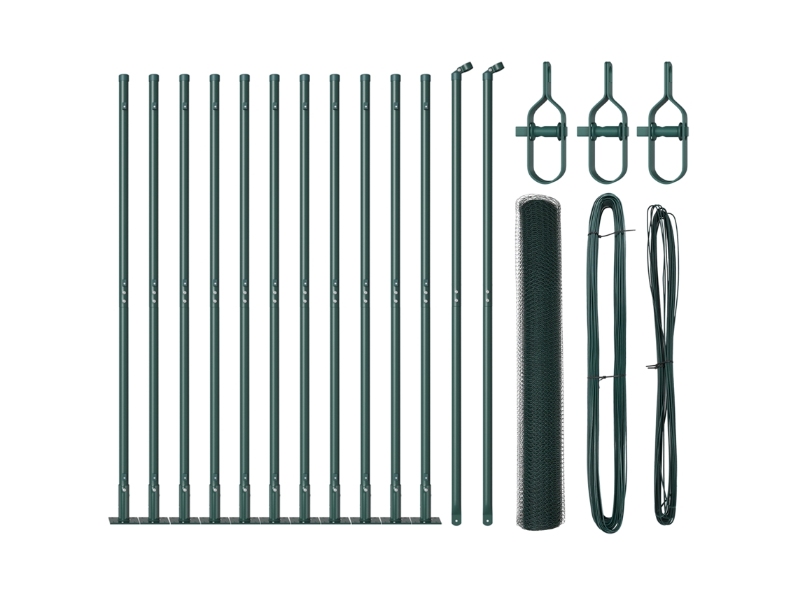 Conjunto 1 Poste De Cerca Vidaxl Verde Aço (25 X 1 M)