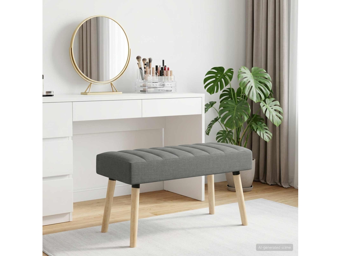 Vidaxl Banco Com Tufting Em Canal Cinzento-escuro 80 X 40 X 46 Cm