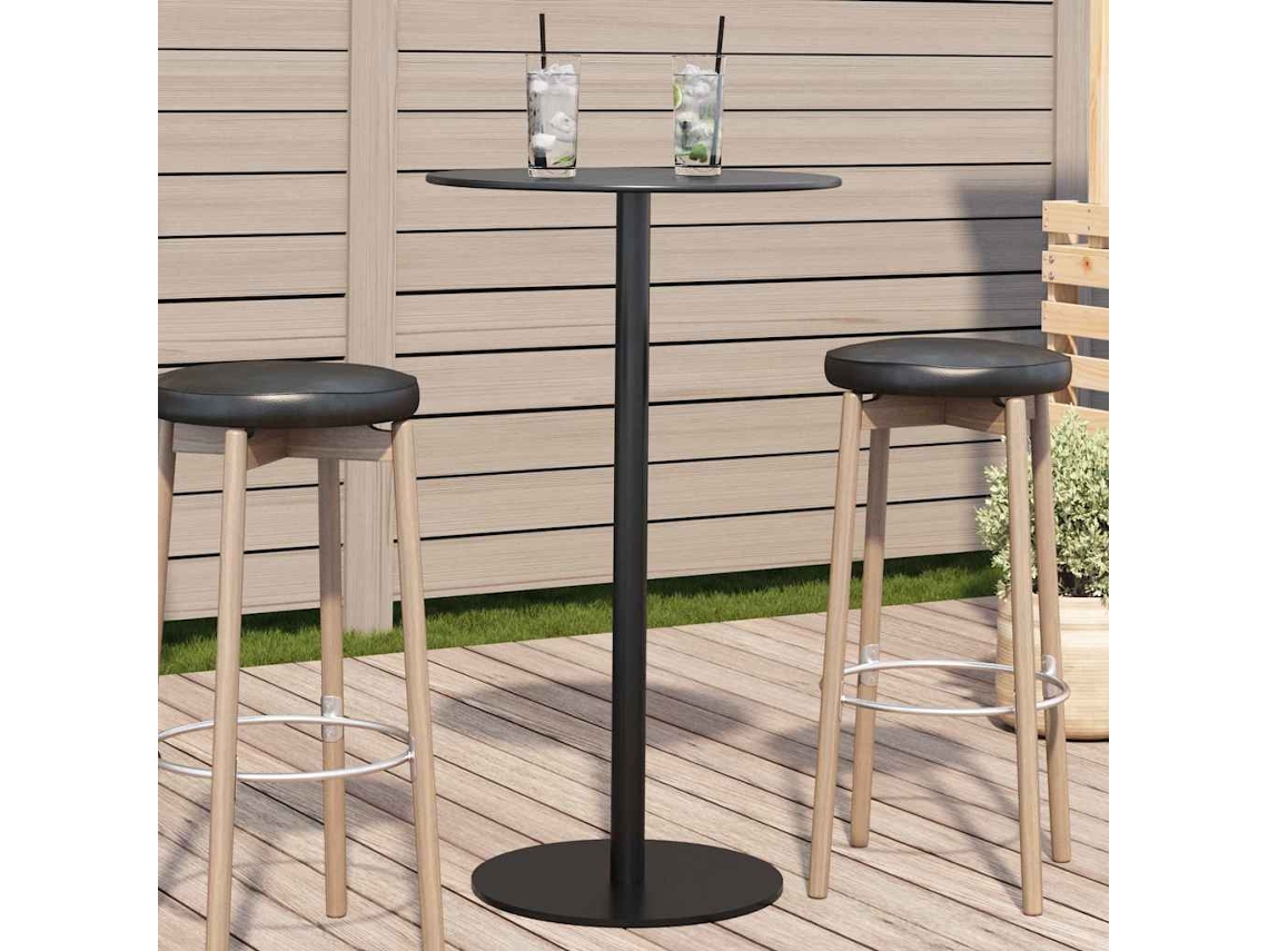 Vidaxl Mesa De Jardim Redonda Ø60x105 Cm Aço Preto