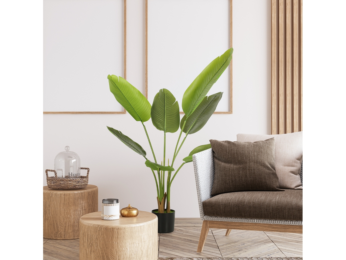 Planta Artificial Interna 109cm Com Vaso Plástico E Substrato Flocado Verde