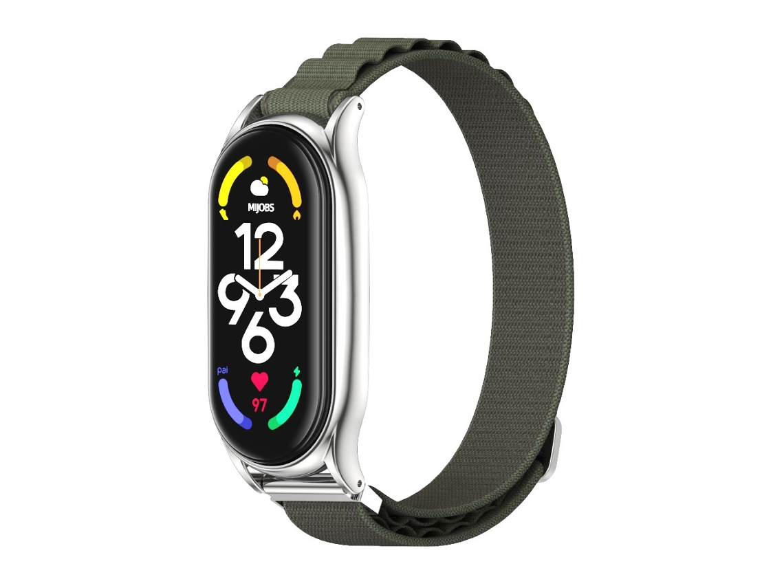 Bracelete de Smartwatch para Xiaomi Mi Band 6 / 5 / 4 / 3 MIJOBS PLUS respirável de nylon (verde militar prateado)