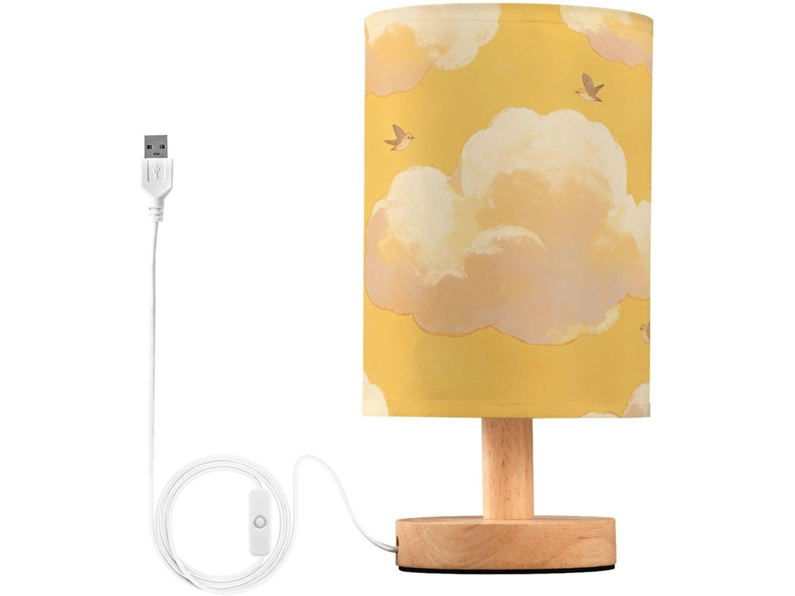 Luminária Noturna Led Yuiboo Trendy Sol E Nuvens Douradas Para Cômoda