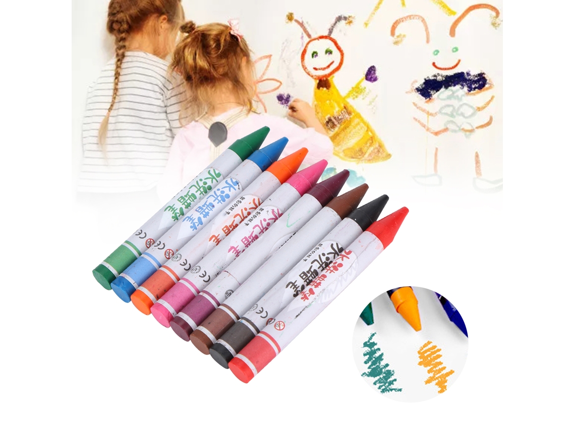 Lápis De Cera Laváveis Solúveis Em Água Para Crianças 8 Cores Ferramentas De Pintura E Desenho Materiais Artísticos