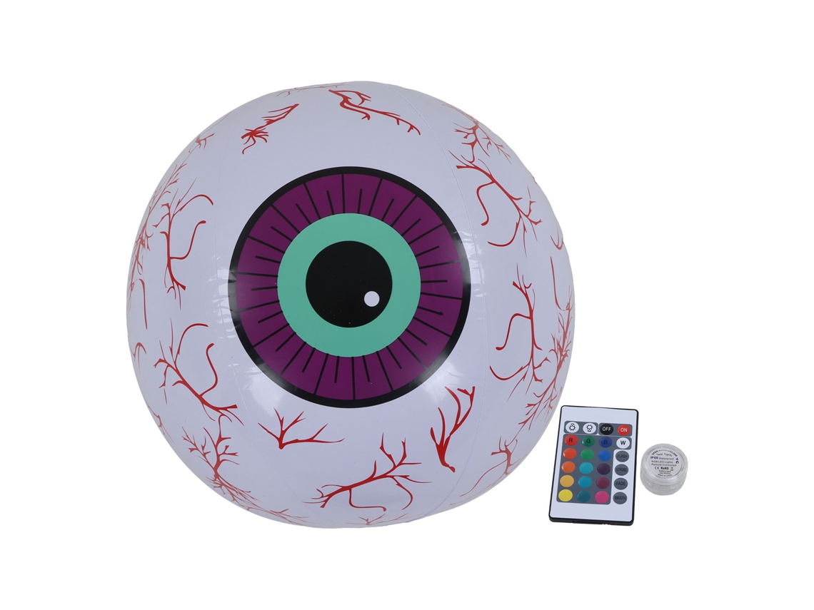 Ats adorno Hinchable de Ojo Led para Halloween de Pvc, Jardín Exterior Con Control Remoto, Ojo Morado