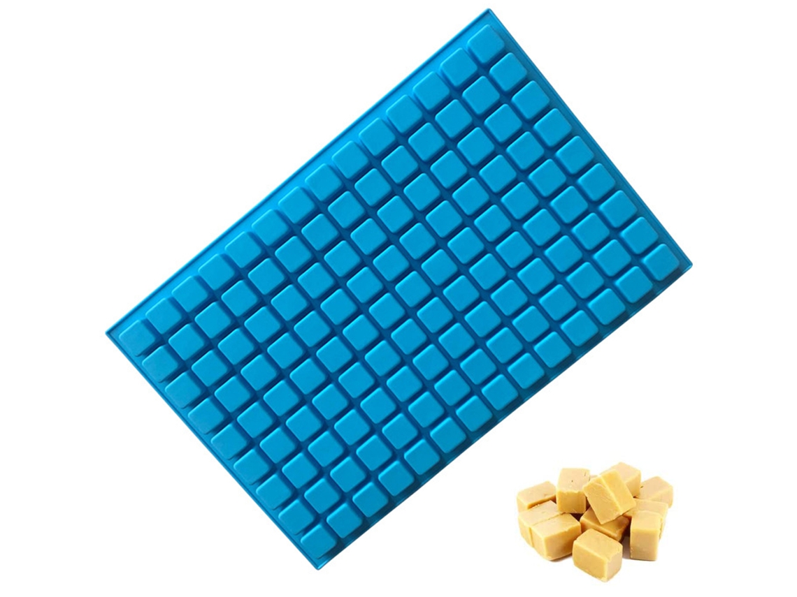 Molde de Silicone Mini Quadrado de 126 Cavidades/Molde de Chocolate para Goma Azul