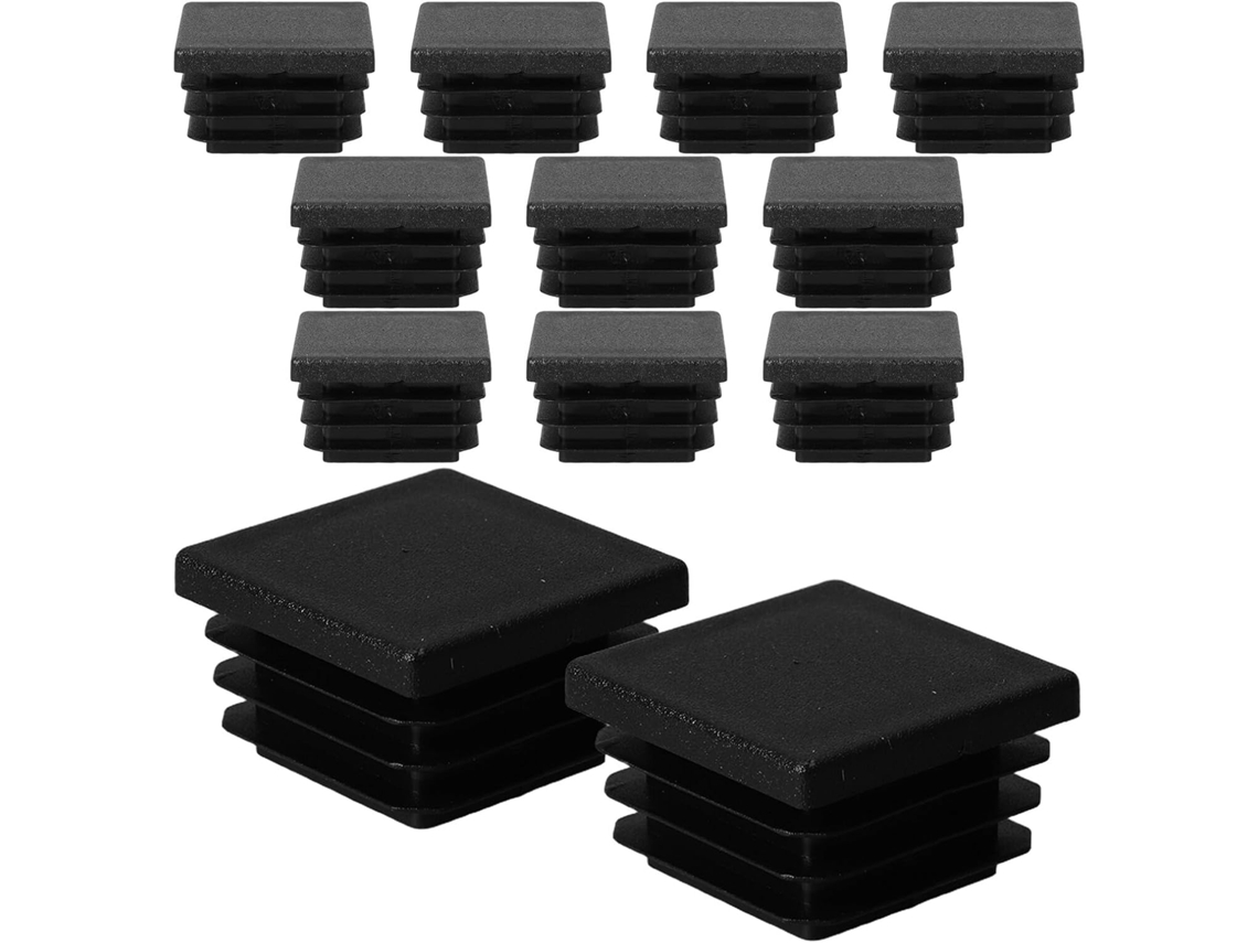 Aboofan 12-tampas De Extremidade Quadradas Plástico Preto Para Tubos Metal, Tampas De Extremidade Resistentes Para Pés
