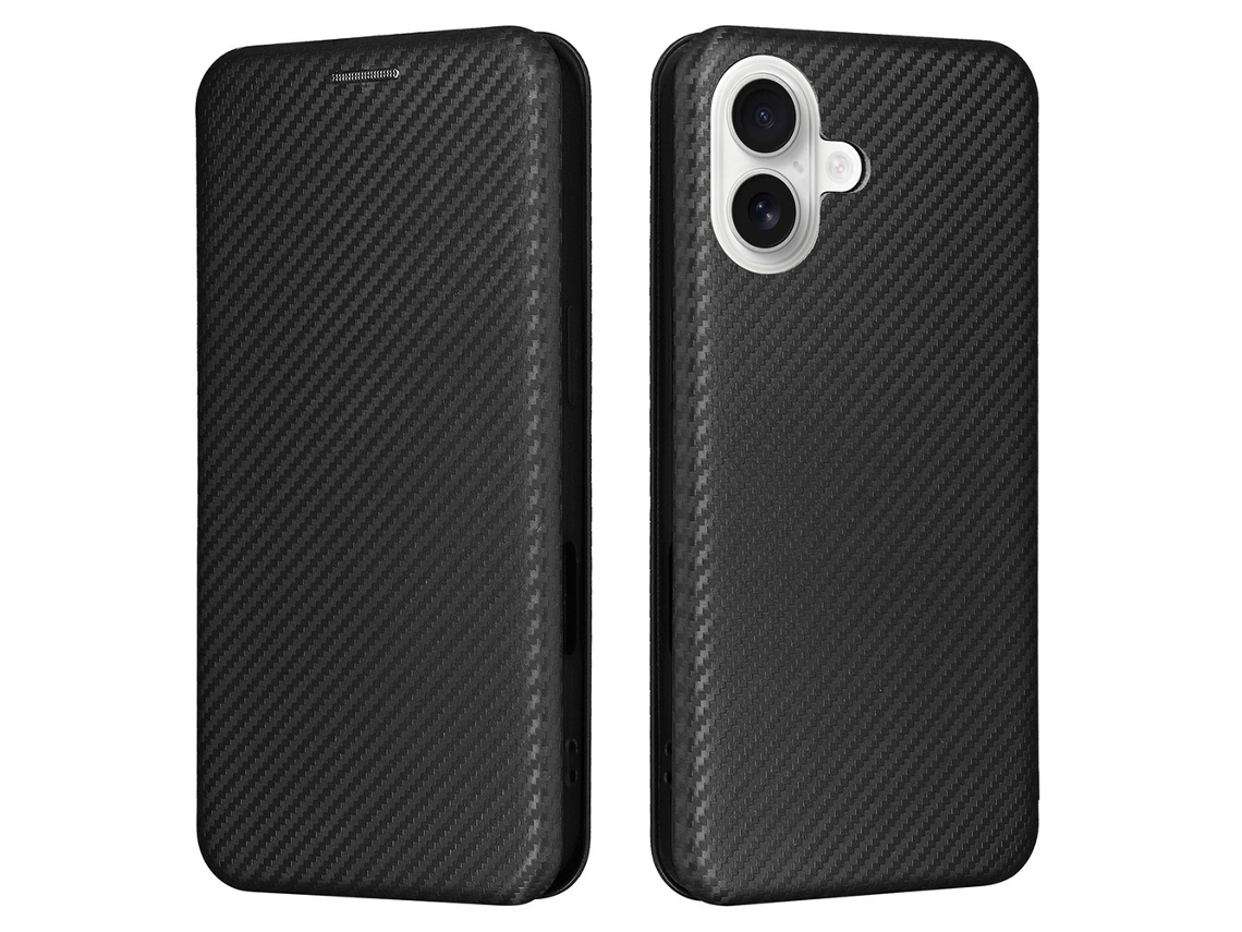 Capa Carteira Skalo Para Iphone 17 Em Fibra De Carbono - Preta
