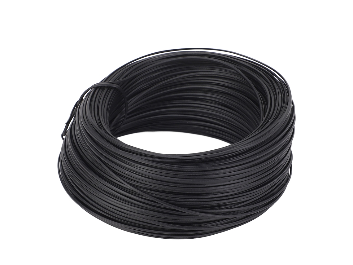 Arame plano reforçado de aço para amarração, 0,55 mm, 85 m, ferro galvanizado e PVC para armadura, preto.