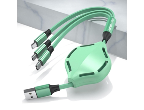 3 Em 1 Cabo Usb Para Iphone Tipo C Carregador De Carregamento Micro Usb Cabo De Extensão Telescópica Para Telefone Keysion
