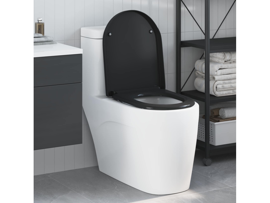 Vidaxl Assento De Vaso Sanitário Preto 49 X 36 X 4 Cm Duroplast