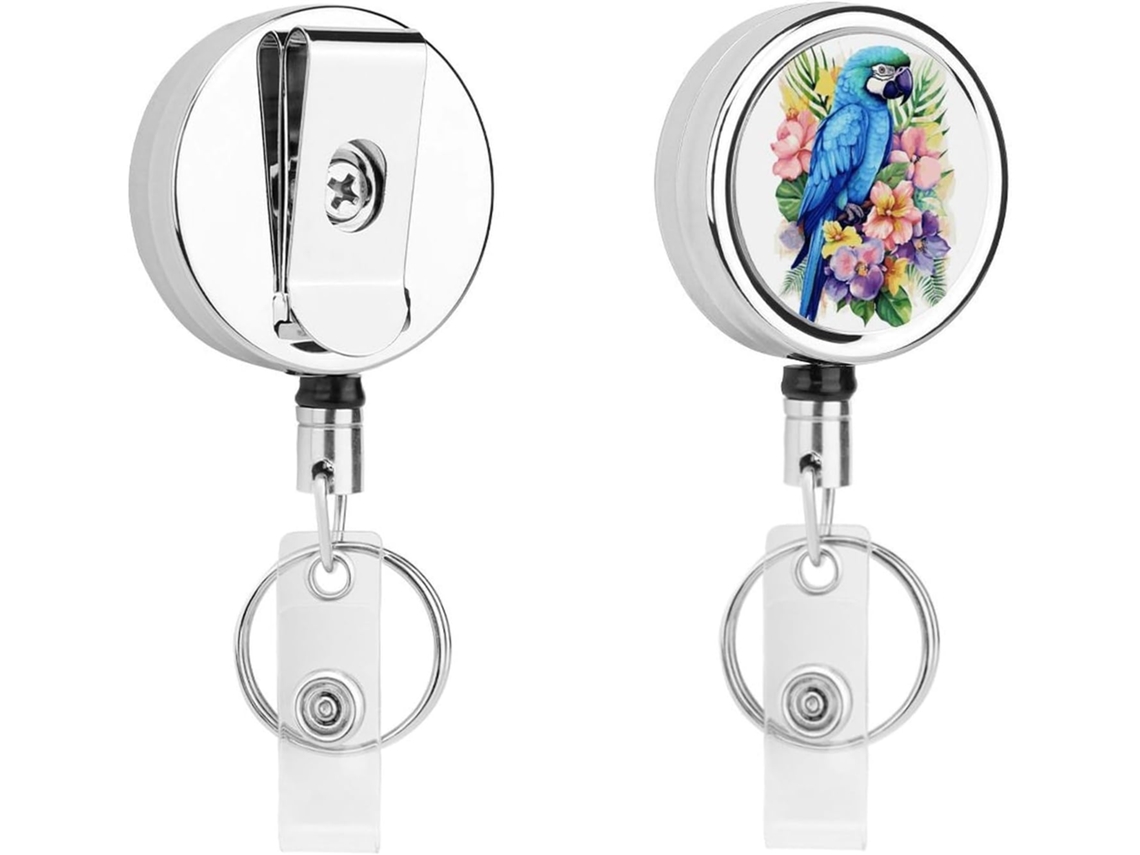Porta-fraldas retrátil azul em formato de papagaio com clipe para amamentação, chaveiros divertidos com clipe, suporte