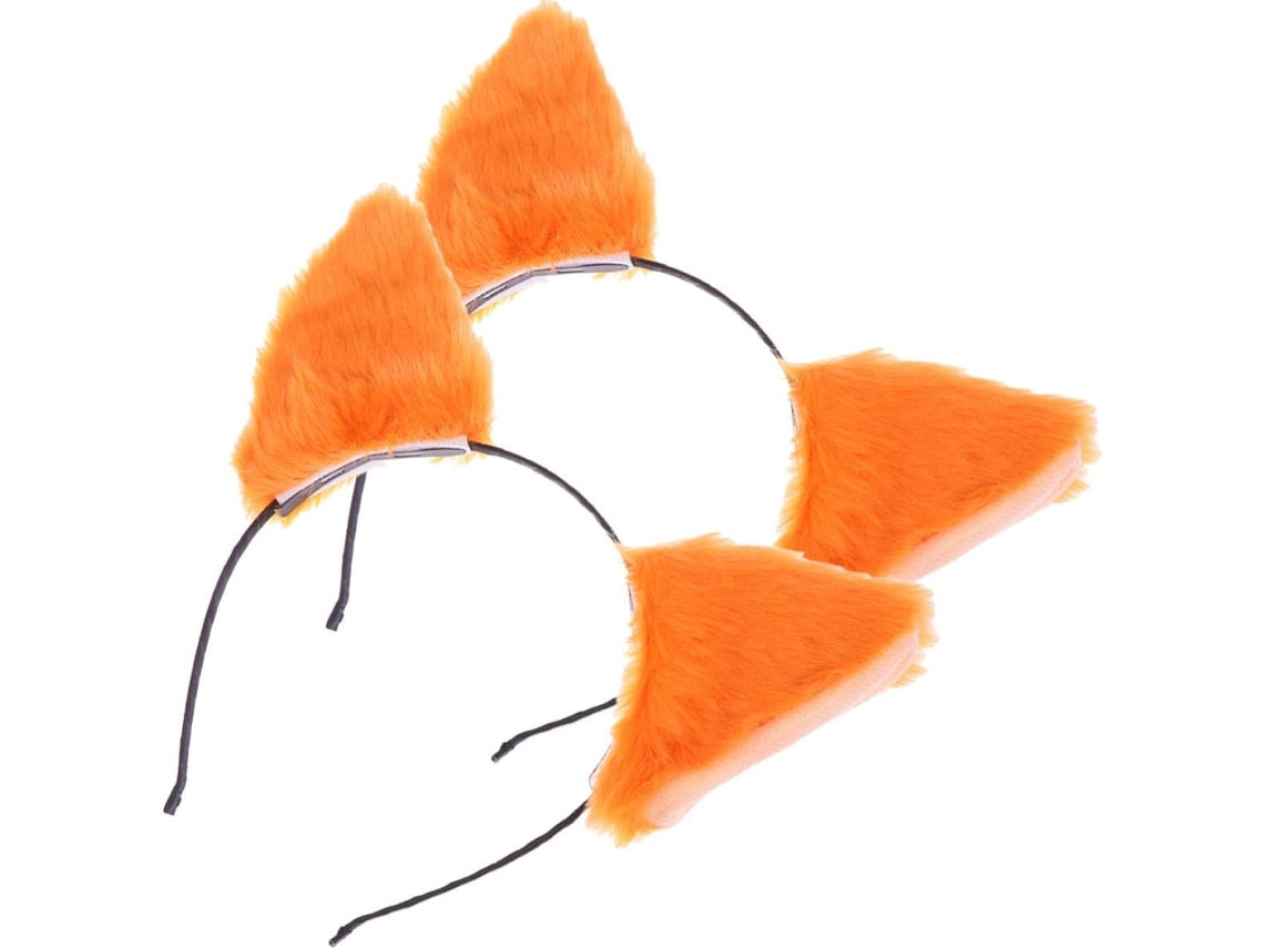Tiara Laranja Para Cosplay Com Orelhas De Pele Sintética De Coelho, 2 Peças.