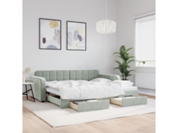 Vidaxl Sofá-cama C/ Gavetão E Gavetas 90x200 Cm Veludo Cinzento-claro