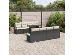 Conjunto 9 Conjunto De Sofás Para Exterior Vidaxl Preto Vime Pe (100 X 55 X 73 Cm)