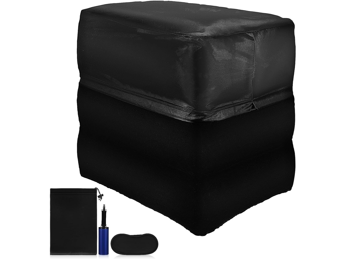 Apoio para os Pés Inflável Healeved em Pvc Preto, Altura Ajustável, Confortável e Confiável, Viagens de Carro