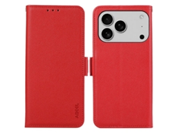 Capa Móvel Abeel Para Iphone 17 Pro Couro Sintético Proteção Rfid Vermelho