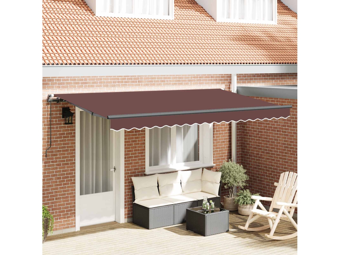 Vidaxl Toldo Retrátil Castanho 400 X 200 Cm Tecido