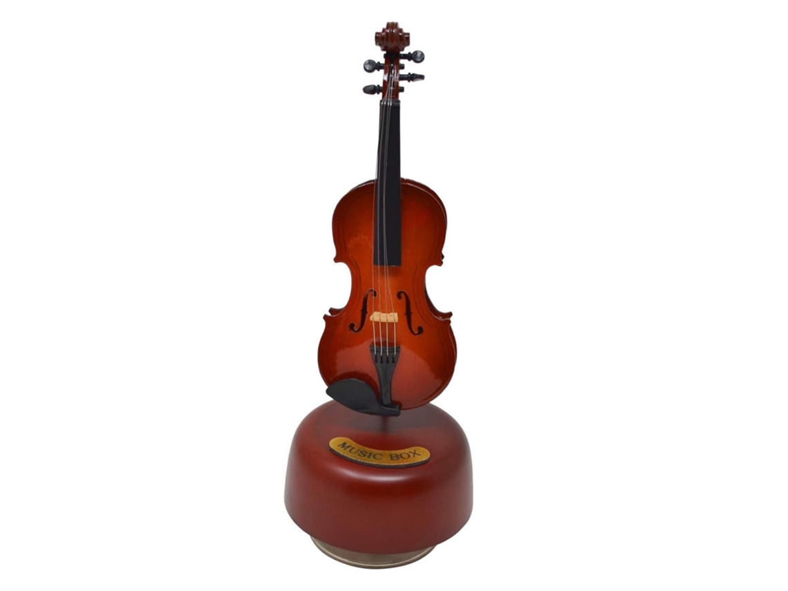 Caixa De Música Em Forma De Violino Com Base Giratória - Miniatura De Instrumento Musical - Arte Criativa - Presente (marrom)