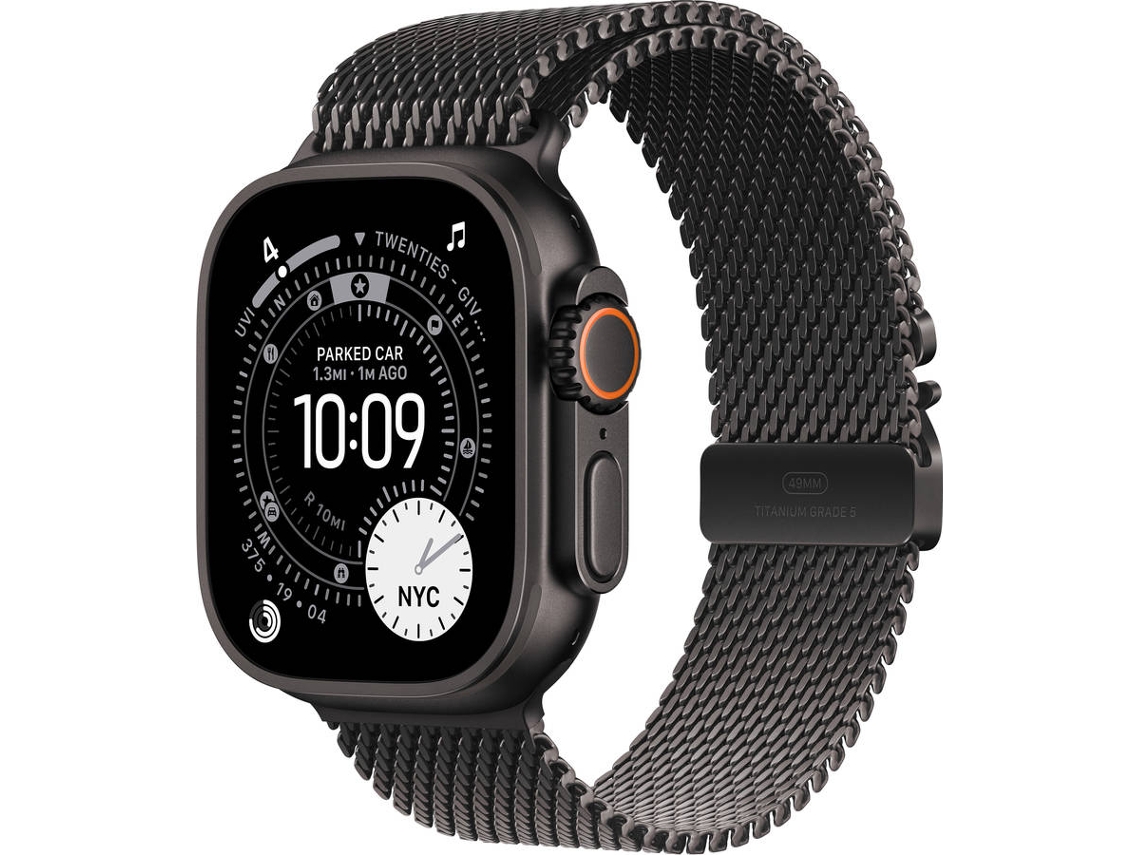 APPLE Watch Ultra 3 GPS + Cellular 49 mm Titânio Preto com Loop Milanesa Titânio Preto (Tamanho L)