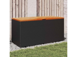 Vidaxl Caixa Arrumação Jardim 110x50x54 Cm Vime Pe/acácia Maciça Preto