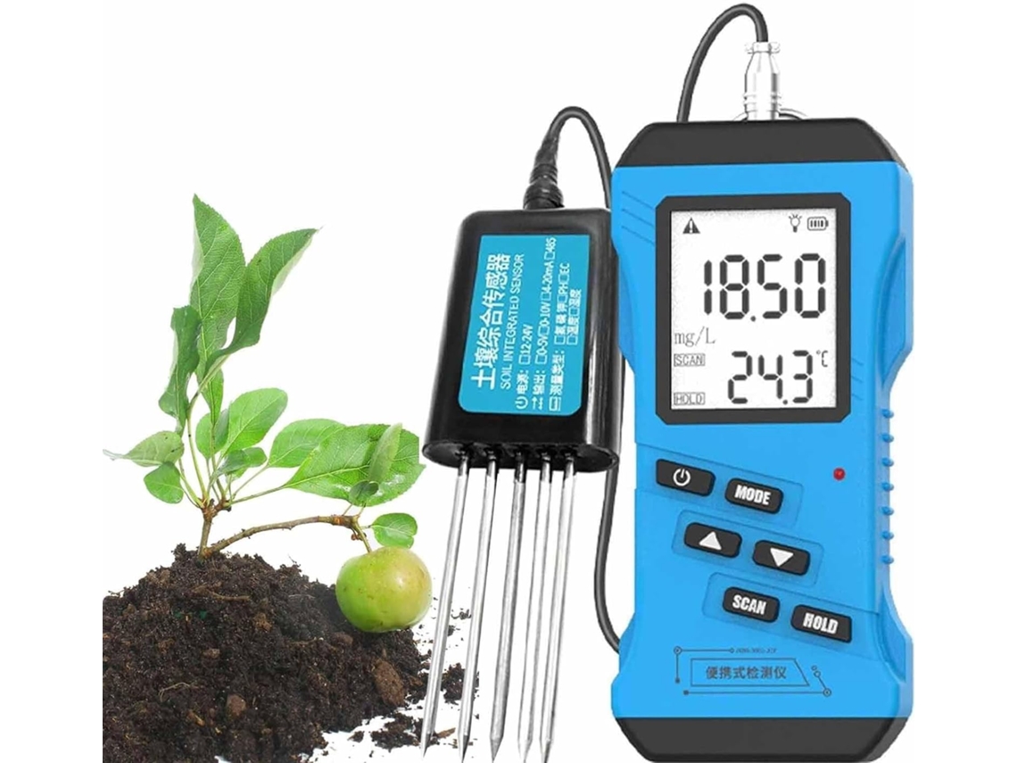 Analisador De Solo Digital 7em 1 Para Npk, Ph, Umidade, Ce E Temperatura Medidor Fertilidade Alta Precisão