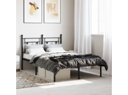 Vidaxl Estrutura de Cama com Cabeceira 120x200 Cm Metal Preto