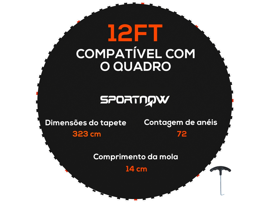 Tapete de Substituição Trampolim PP Cor Preto 323x323 cm Sportnow
