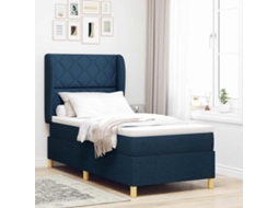 Vidaxl Cama Box Com Cabeceira Manual Azul 200 X 100 Cm Tecido
