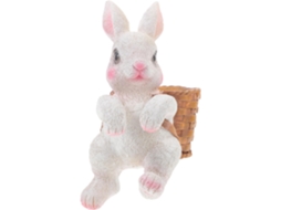 Enfeite Coelho Resina Estatueta Decorativa Criativa Delicada Pendurar Branca Estilo Natural Artístico Ideal GOKOCO