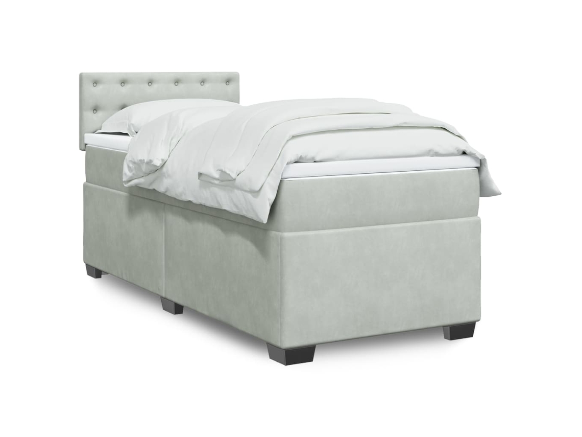 Vidaxl Cama Com Molas/colchão 80x200 Cm Veludo Cinza-claro