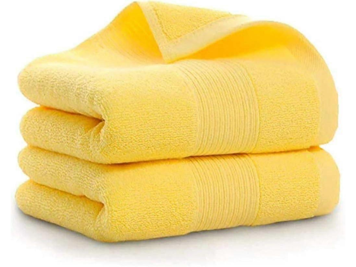 Toalhas De Mão De Banho 100% Algodão, 14x30 Polegadas, 2 Peças Amarelo--light Blue