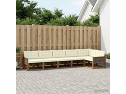 Vidaxl Conjunto De Sofás Para Exterior 6 Pcs Natural E Creme
