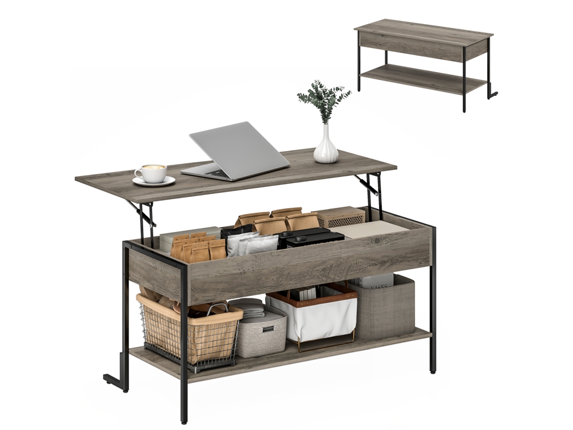 Mesa de Centro Tampo Ajustável Compartimentos Ocultos | SINI TECH STORE
