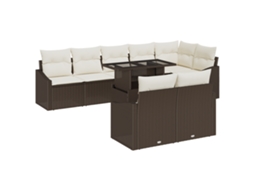 Conjunto 9 De Sofá Para Jardim De Vidaxl Com Almofadas Marrom Rattan Poliéster