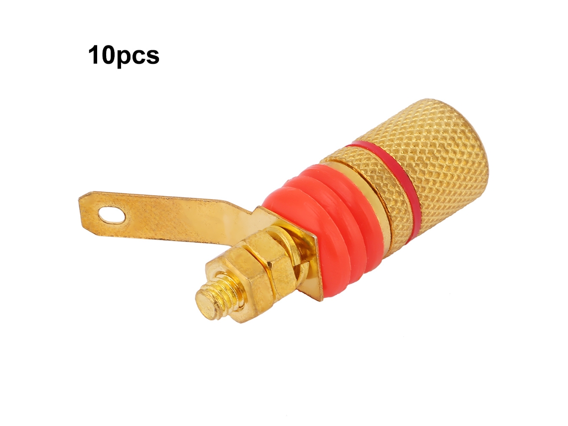 Laxiscreed Buchas E Spikes Para Altifalantes Bananas Douradas 4mm, Pack De 10