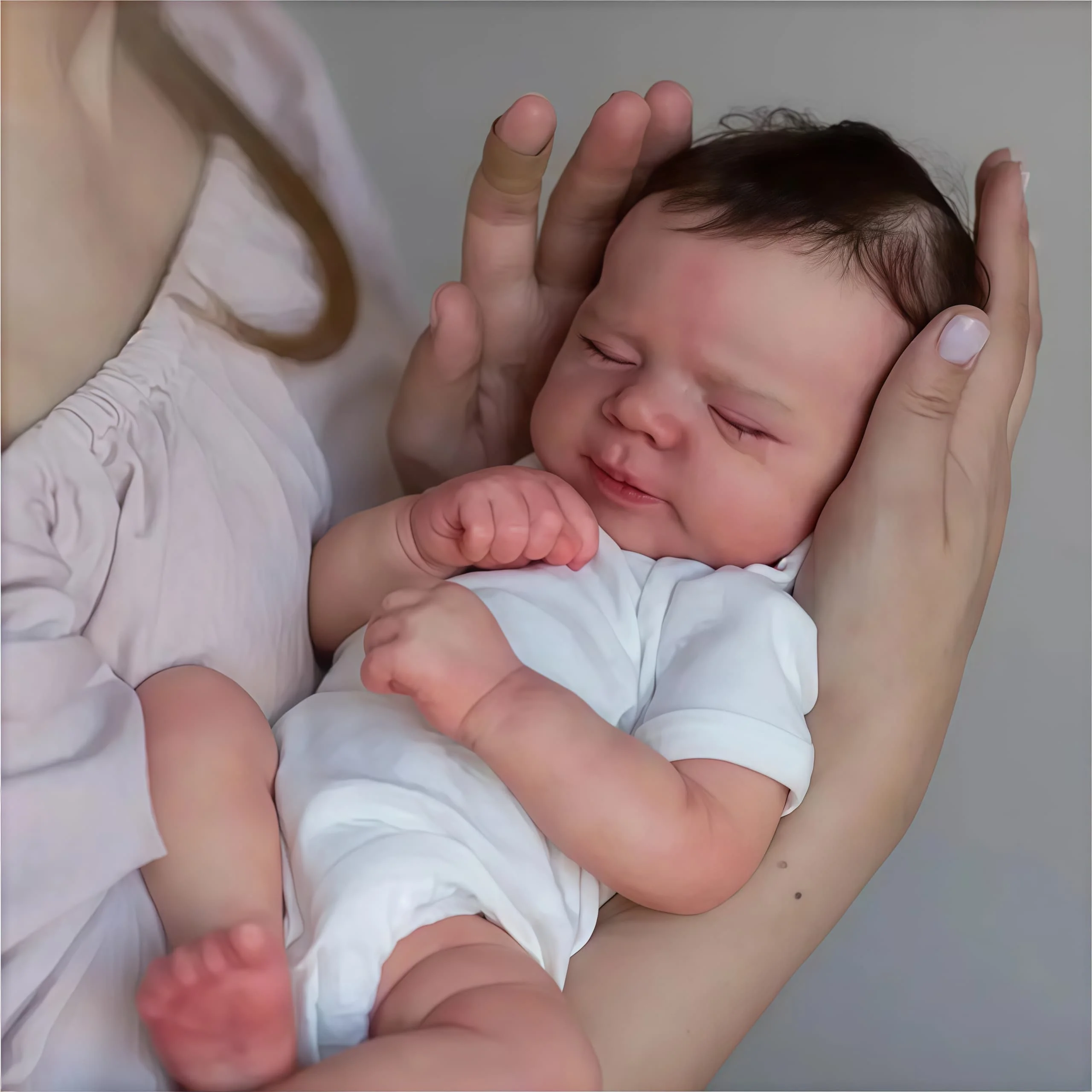 Uma Boneca Reborn Finalizada De 48 Cm,uma Boneca Artística Feita À Mão Que Se Parece Exatamente Com Um Bebê De Verdade, Com Pele Pintada Em 3d.