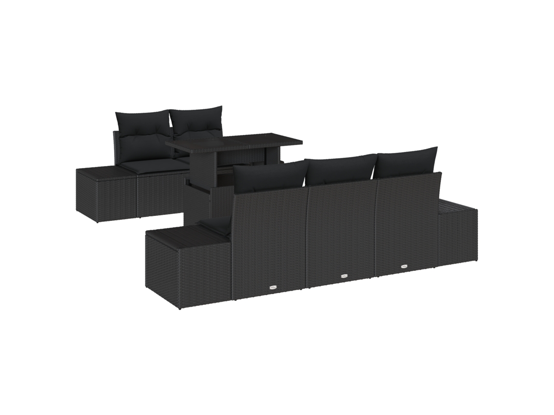 Conjunto 6 Móveis Para Exterior Vidaxl Preto Vime Pe (100 X 55 X 73 Cm)