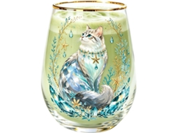 Copos De Vidro Com Borda Dourada, 400ml, Sem Haste, Com Estampa De Gato, Transparentes.
