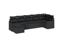 Conjunto 7 Conjunto De Sofá De Jardim Vidaxl Preto Vime Pe (287,5 X 122,5 X 85 Cm)
