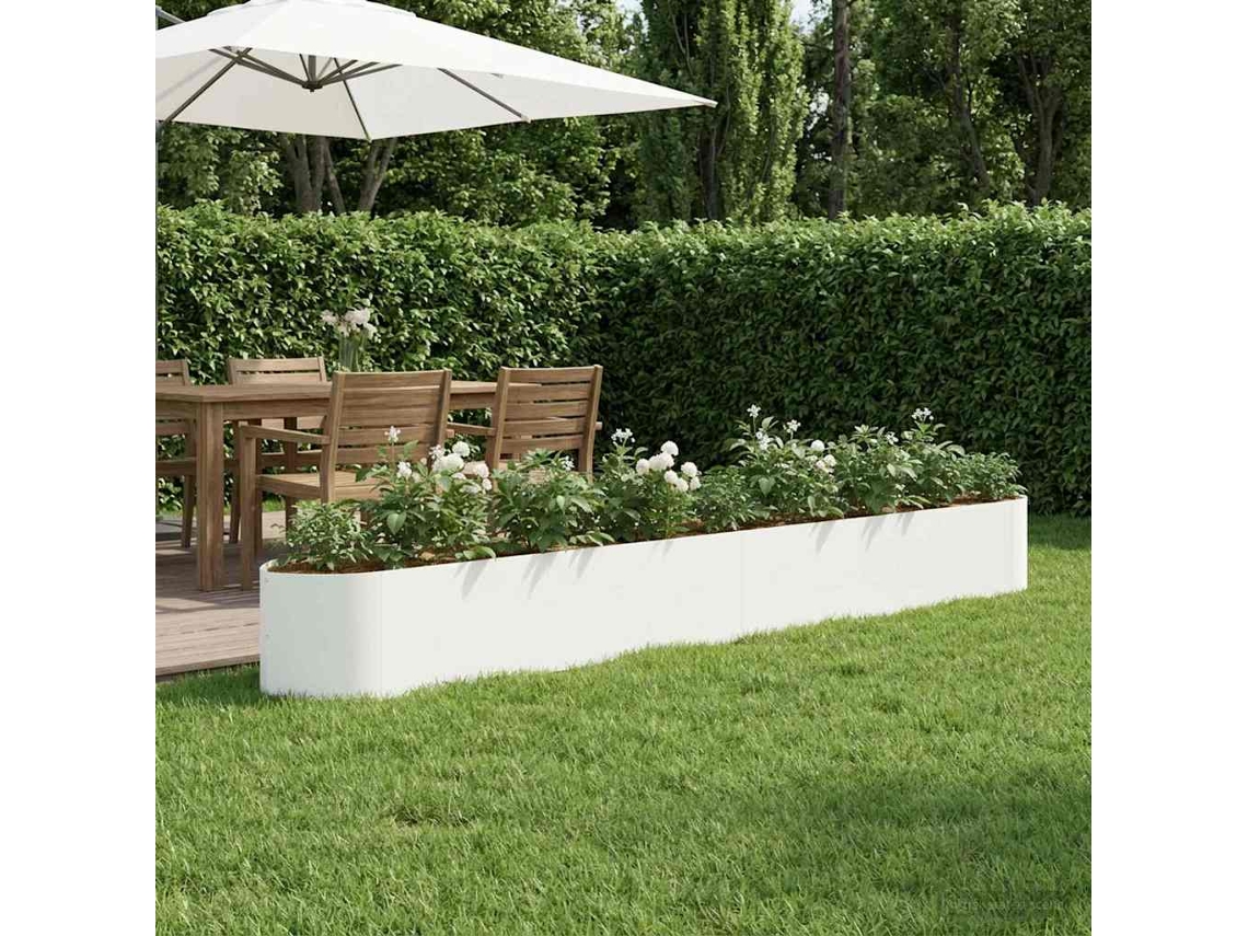 Vidaxl Cama De Jardim Elevada Branco 380 X 40 X 40 Cm Aço