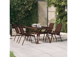 Vidaxl Mesa De Jardim 140x70x70 Cm Aço E Vidro Castanho/preto