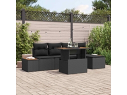 Vidaxl Conjunto De Sofá De Jardim 6 Unid. Preto Rattan Sintético