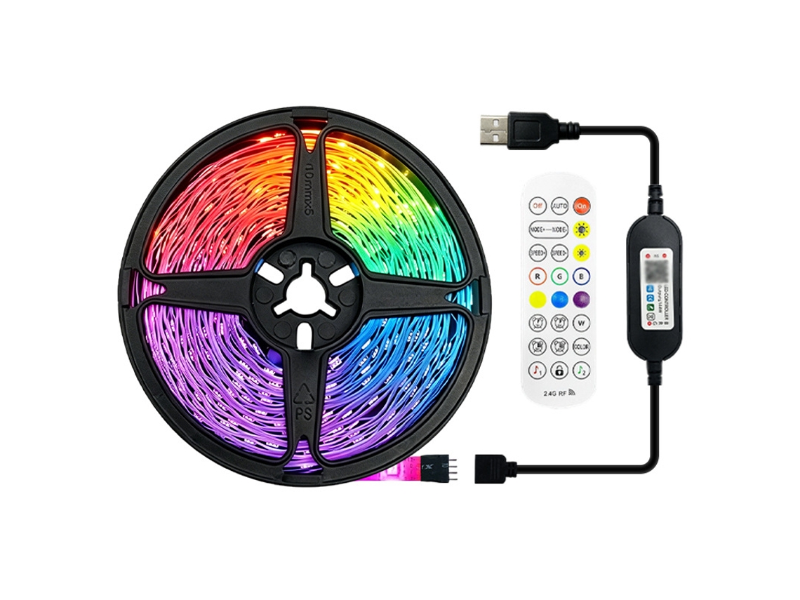 Fita Led Rgb Usb Com App E Controlo Remoto 24 Teclas - 60 Led/m - 4m - Eifson