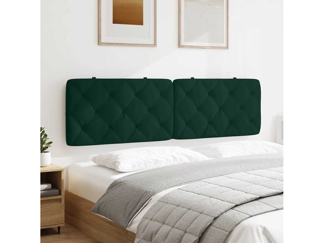 Vidaxl Almofadão De Cabeceira 180 Cm Veludo Verde-escuro