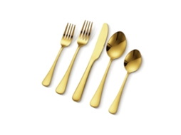 Faqueiro Dourado 60 Peças Em Aço Inox Para Jantar E Festas Tekmaquinas
