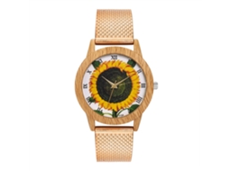 Reloj De Cuarzo Unisex Con Correa De Silicona Y Dial De Girasol (oro Rosa)