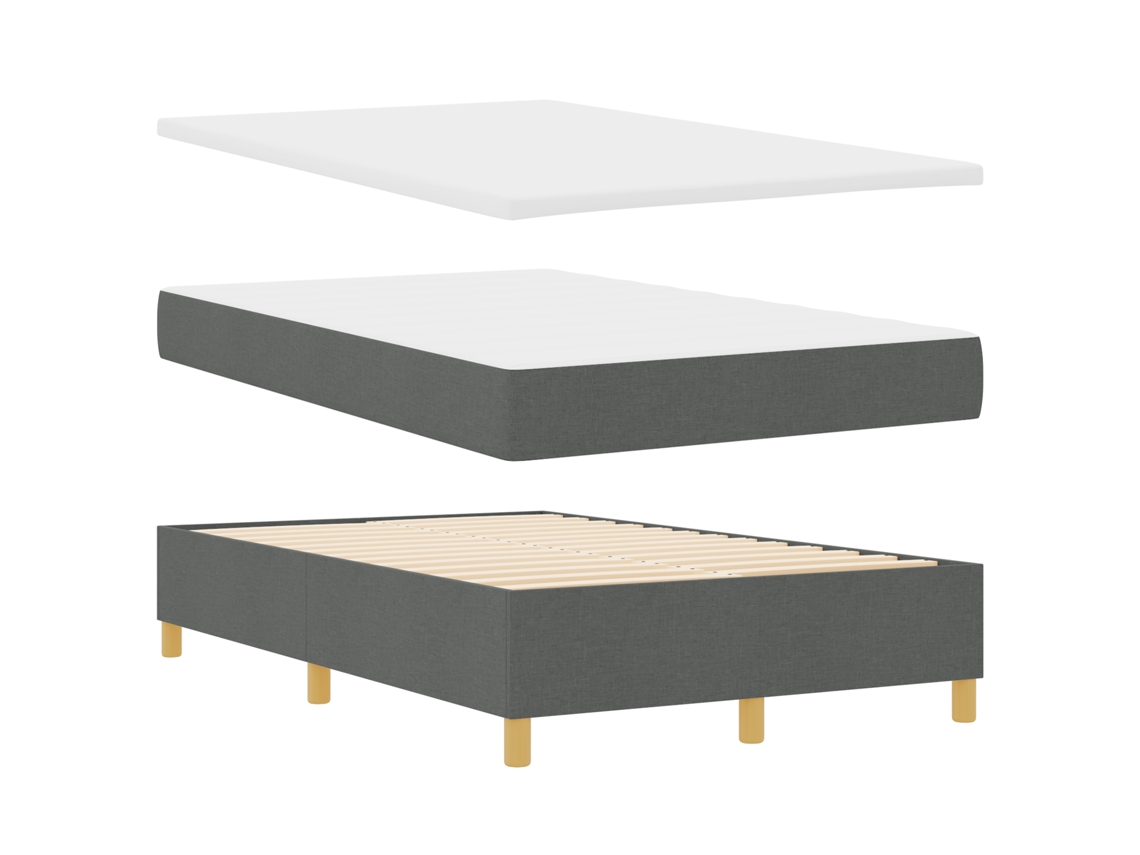 Conjunto 1 Cama Box Vidaxl Cinzento Poliéster (200 X 120 Cm)